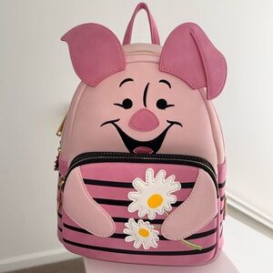 Loungefly Winnie the Pooh Piglet Mini Pink Backpack with Floral Design